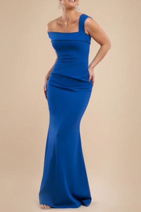 アシンメトリーマーメイドロングドレスブルーSサイズ