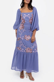 バルーンスリーブミディドレスライラックMサイズ