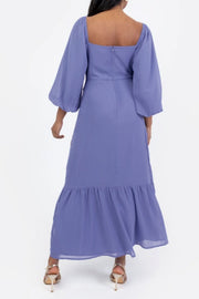 バルーンスリーブミディドレスライラックMサイズ