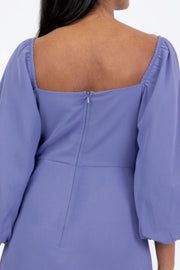 バルーンスリーブミディドレスライラックMサイズ