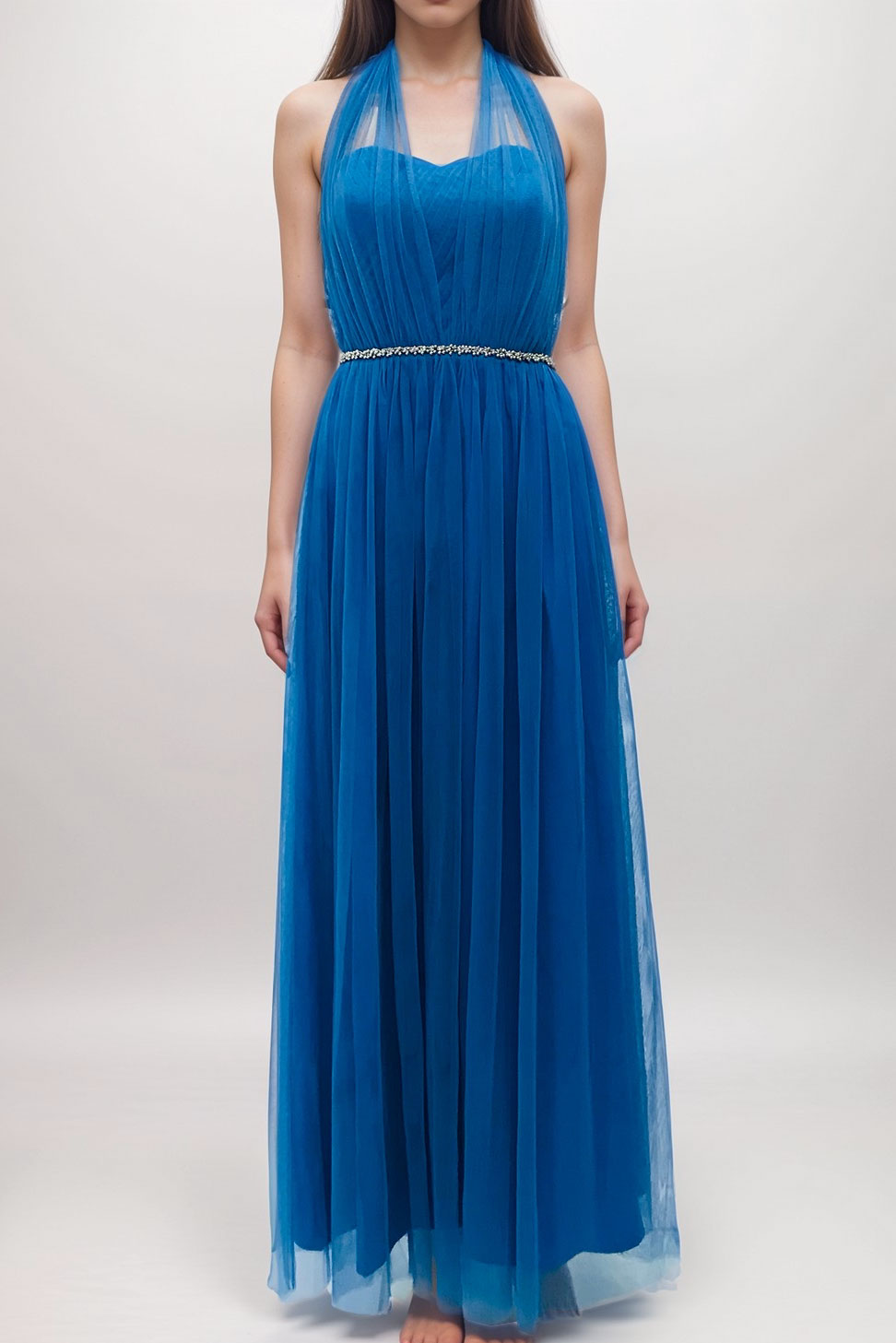 【ご試着送付】コンバーチブルロングドレス・チュールコバルトブルー・フリーサイズ・丈詰めタイプ