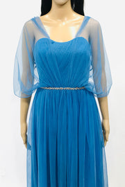 コンバーチブルロングドレス・コバルトブルー・フリーサイズ（ビジューベルト付き）・丈詰めタイプ