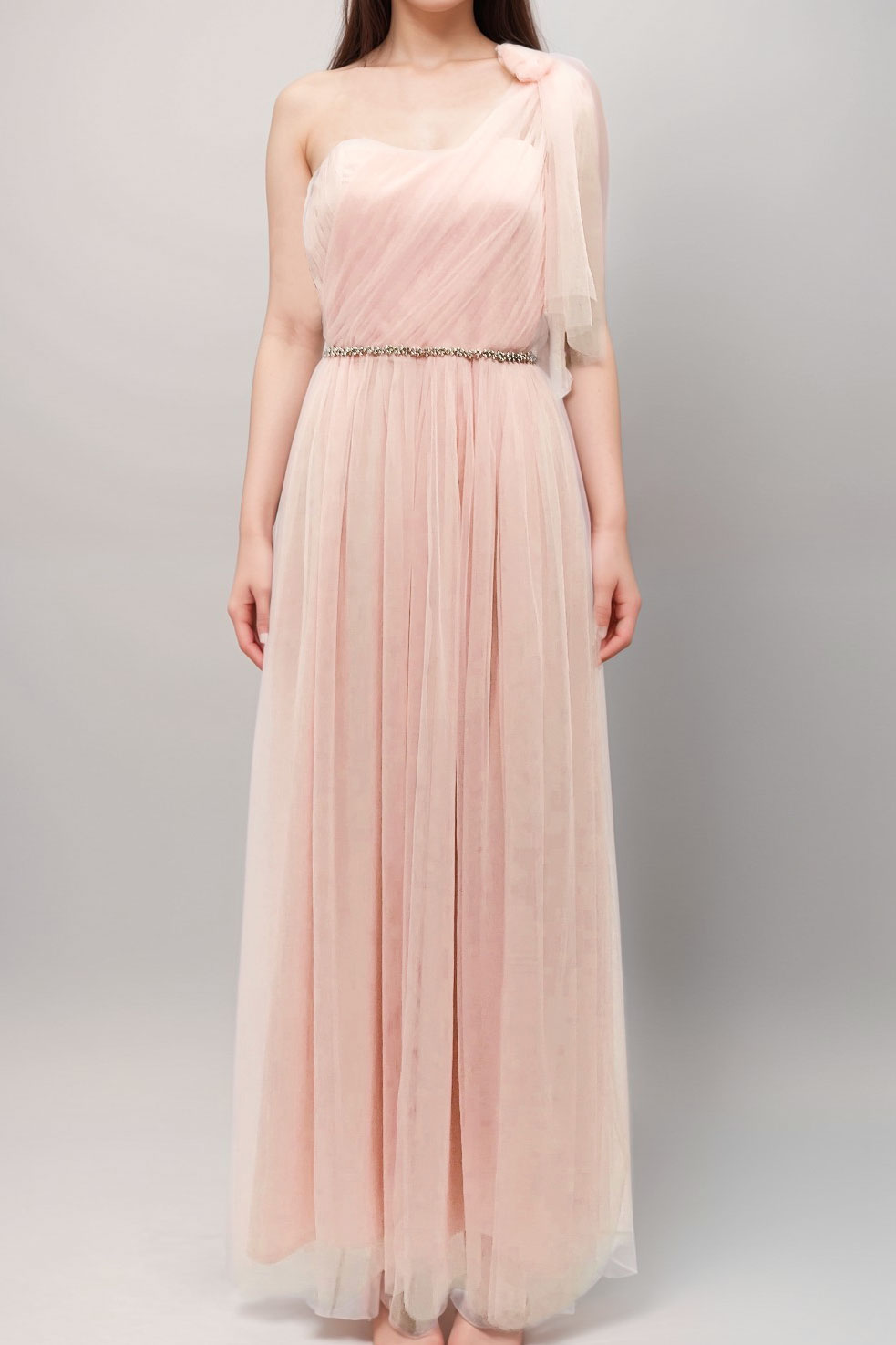 【ご試着送付】コンバーチブルロングドレス・チュールヌードピンク・フリーサイズ