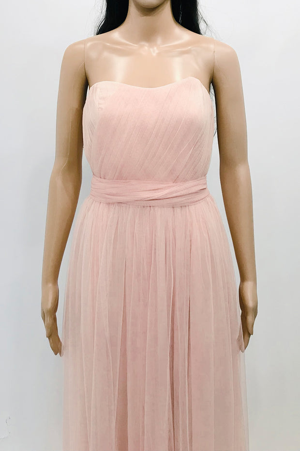 コンバーチブルロングドレス・チュールヌードピンク・フリーサイズ（ビジューベルト付き）・丈詰めタイプ