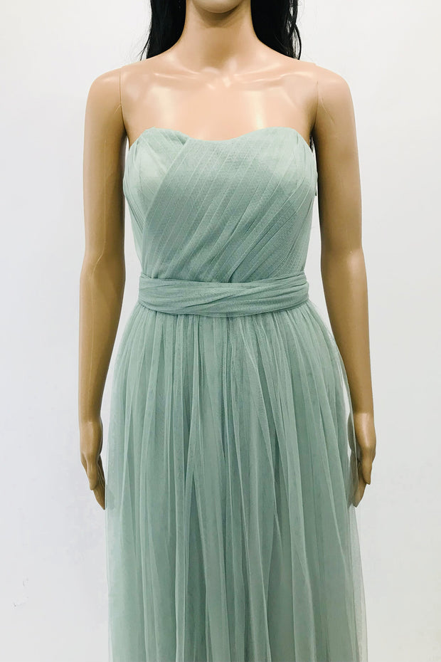 コンバーチブルロングドレス・チュールセージグリーン・フリーサイズ（ビジューベルト付き）・丈詰めタイプ