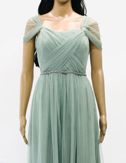 コンバーチブルロングドレス・チュールセージグリーン・フリーサイズ（ビジューベルト付き）・丈詰めタイプ