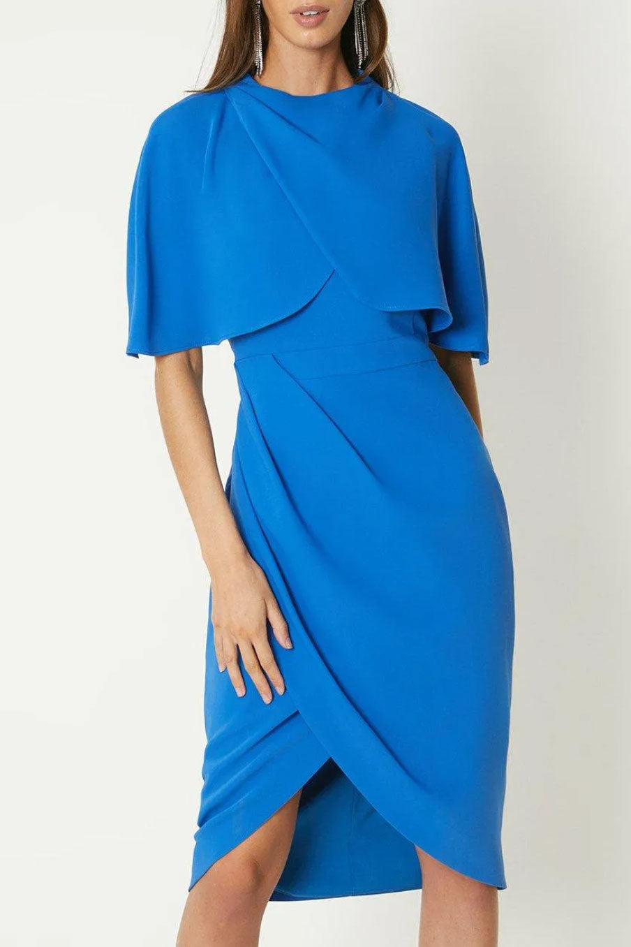 チューリップケープミディドレスブルーMサイズ