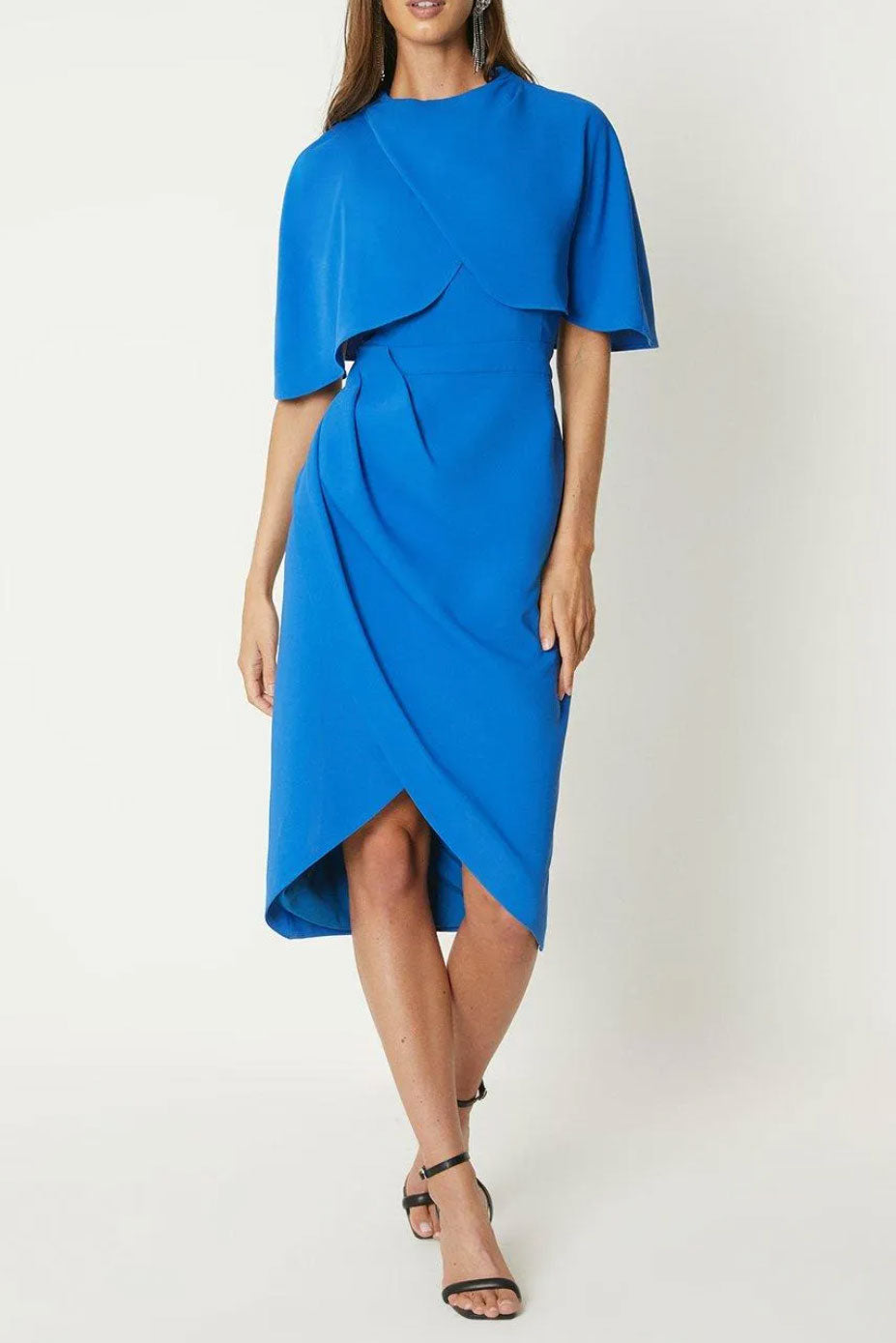 チューリップケープミディドレスブルーMサイズ