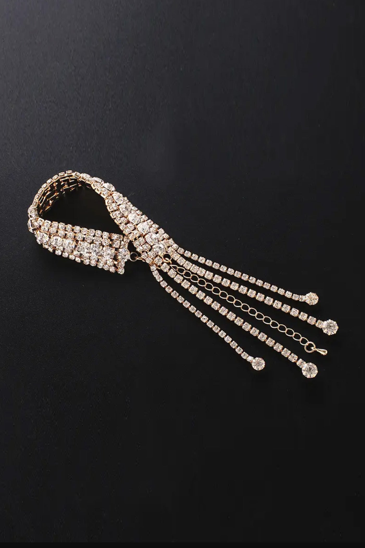 ラインストーンフリンジブレスレットゴールド