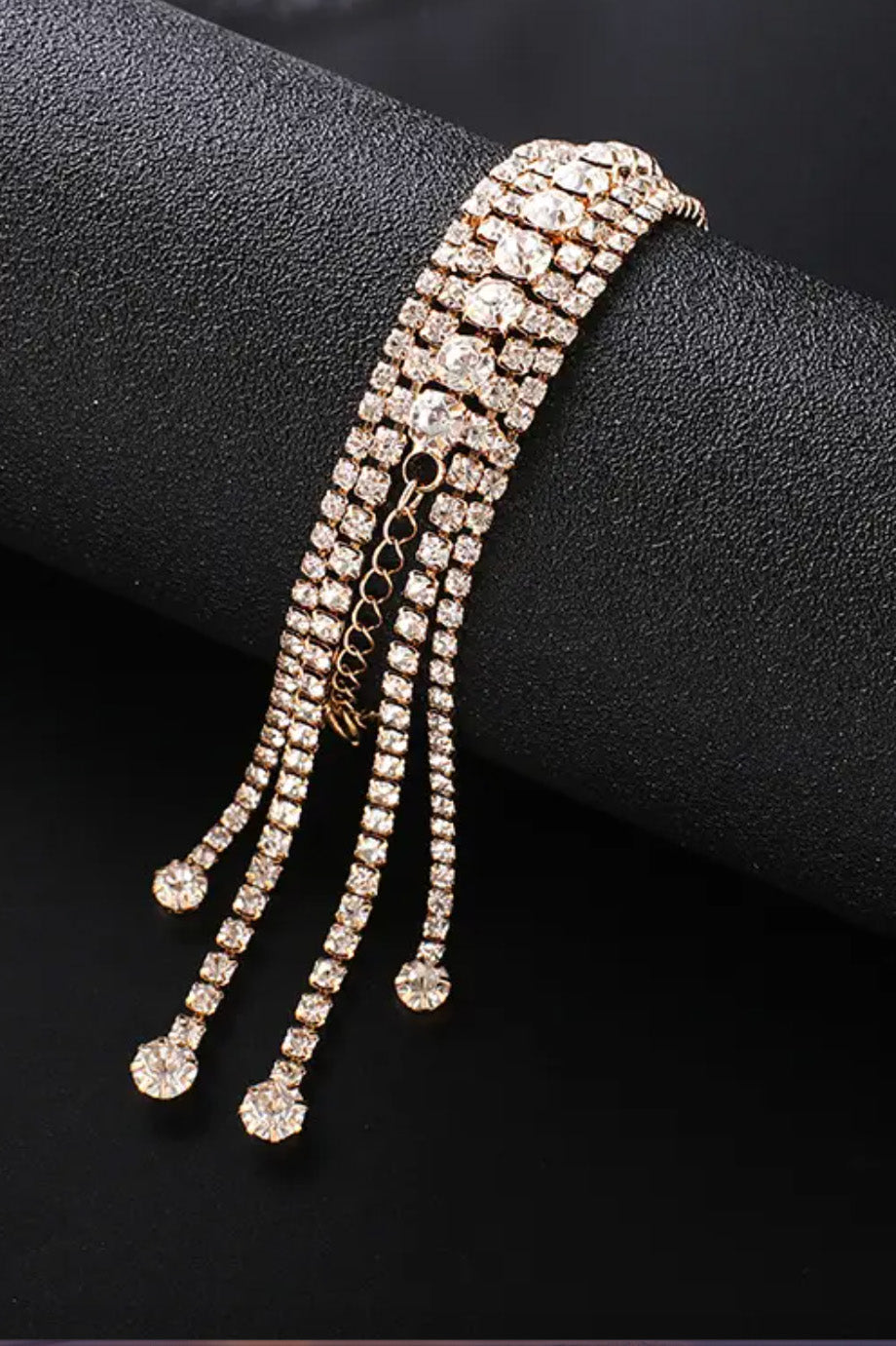 ラインストーンフリンジブレスレットゴールド