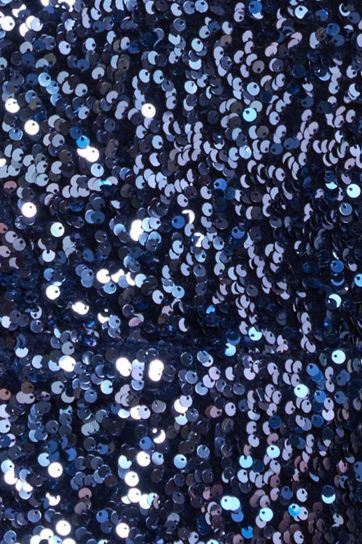 スパンコールプランジネックオフショルダーロングドレスネイビーSサイズ