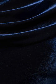 カウルワンショルダーベロアロングドレスネイビーSサイズ