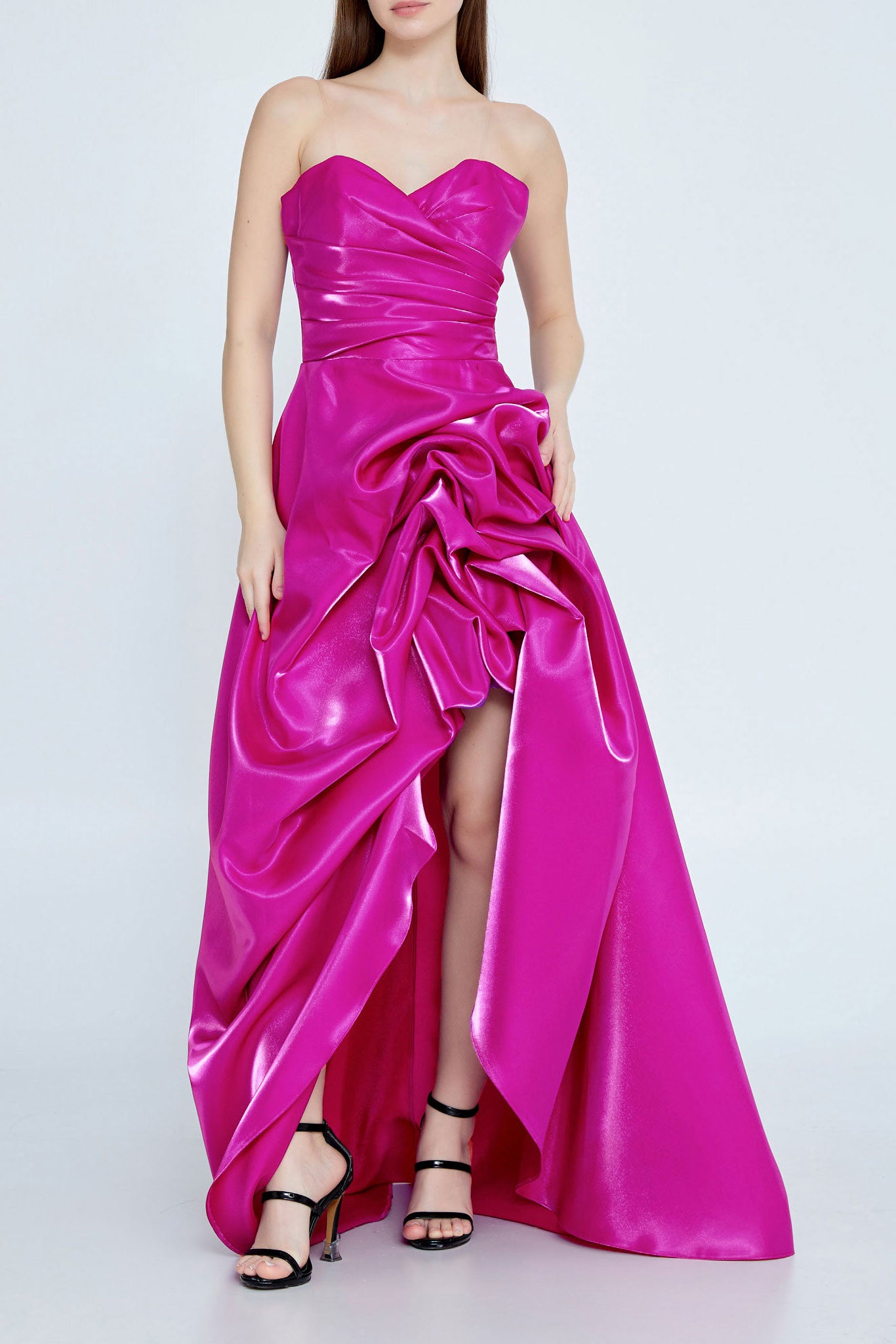 ルミネントサテンヘムラインドレスピンク(40)サイズ