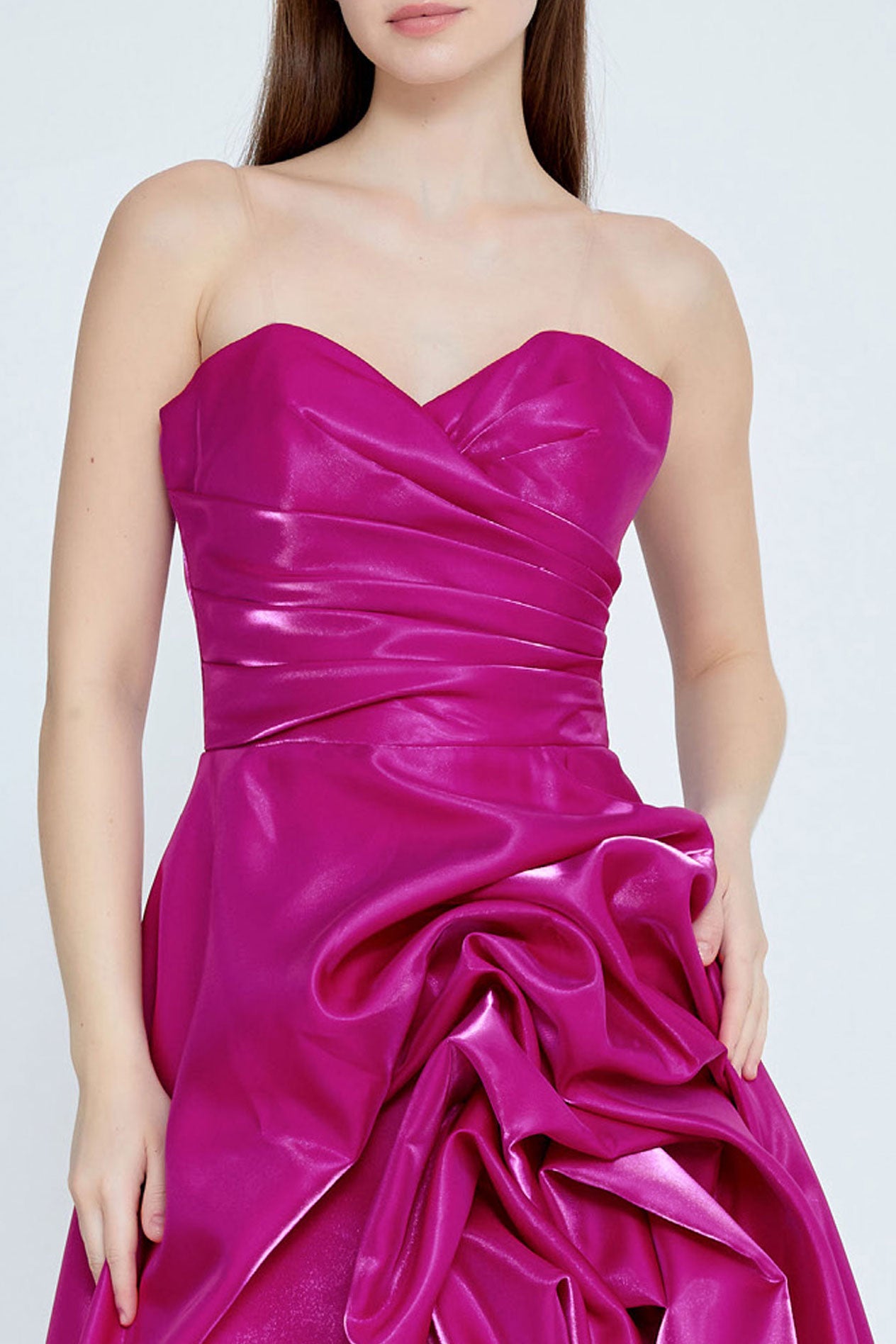 ルミネントサテンヘムラインドレスピンク(40)サイズ