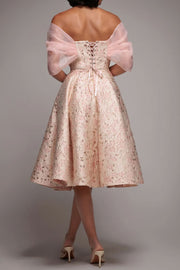 ジャガードフィットアンドフレアドレスピンクSサイズ