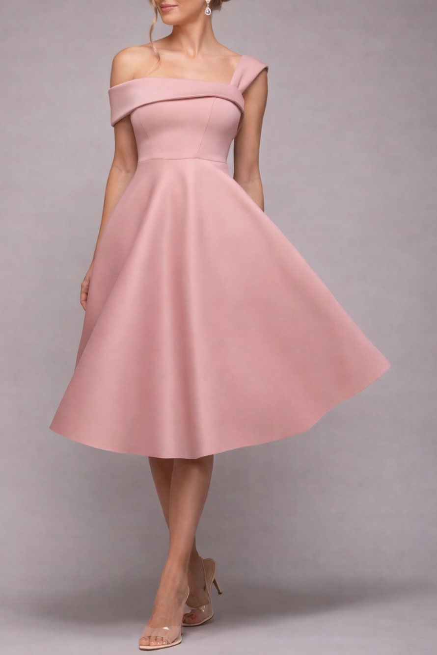 ボンディングアシンメトリーミディドレスピンクSサイズ