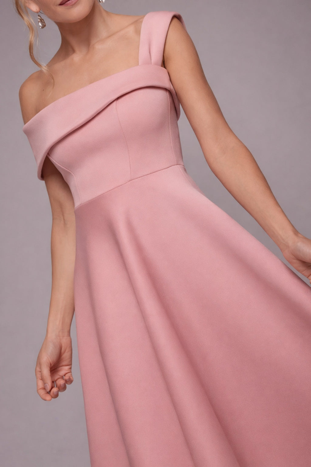 ボンディングアシンメトリーミディドレスピンクSサイズ