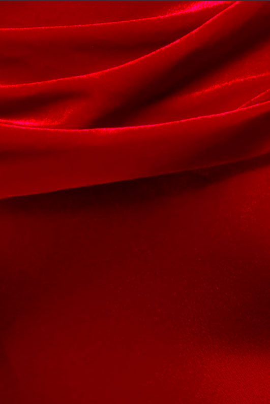 カウルワンショルダーベロアロングドレスレッドMサイズ