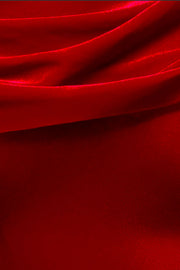 カウルワンショルダーベロアロングドレスレッドMサイズ