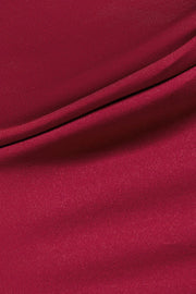 ボリュームオフショルダーマーメイドドレスボルドーSサイズ