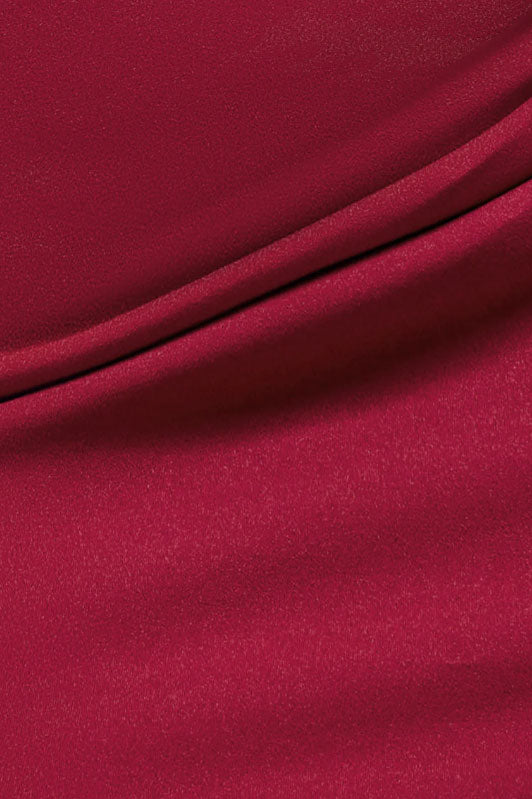 ボリュームオフショルダーマーメイドドレスボルドーSサイズ