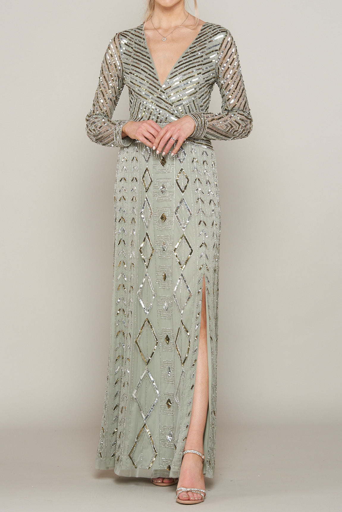 プリシラロングドレスセージグリーンMサイズ