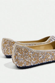 ビジューフラットシューズピンクゴールドMサイズ(37)