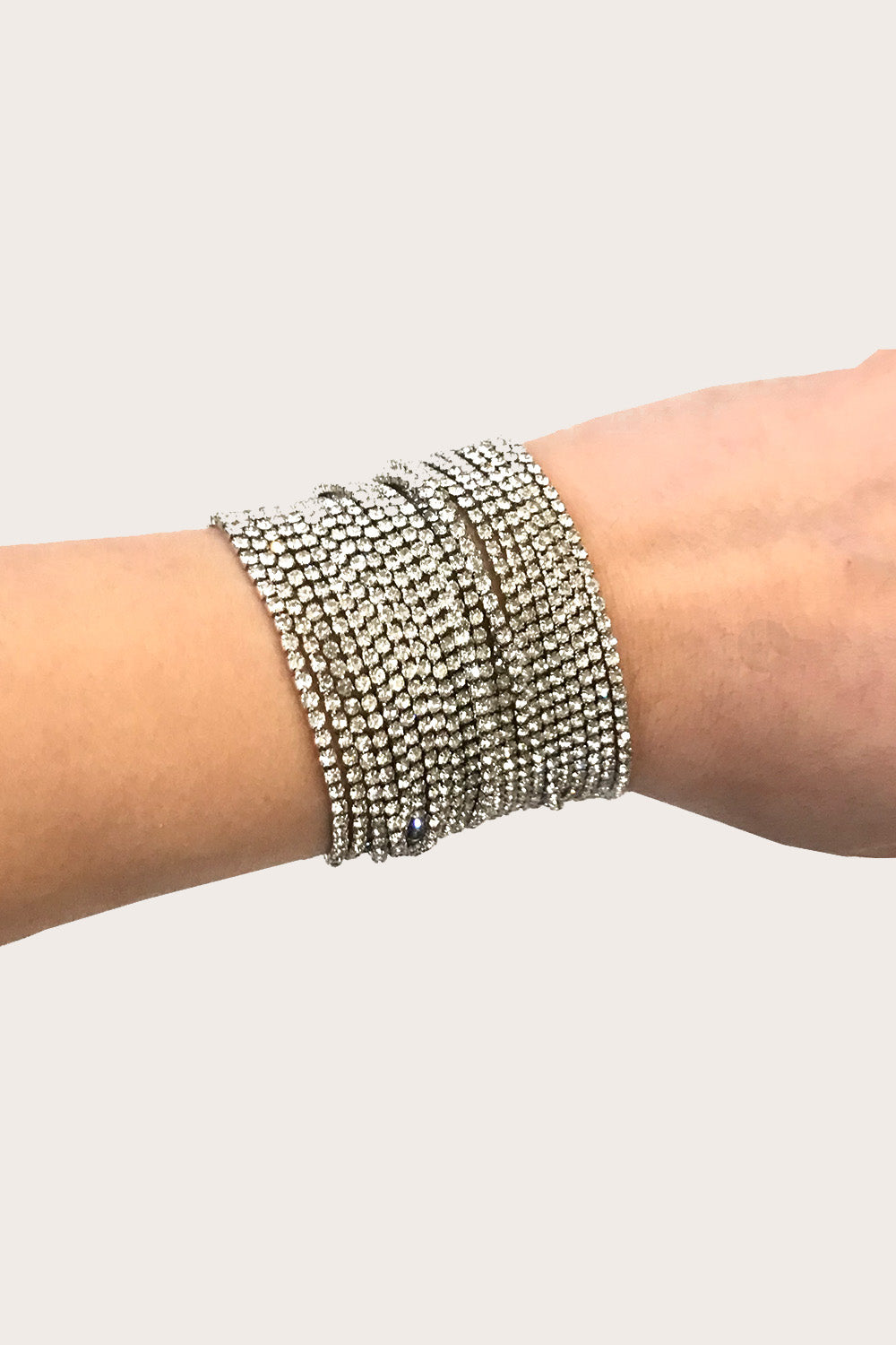 ラインストーンワイドブレスシルバー