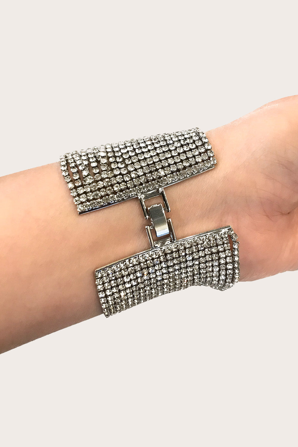 ラインストーンワイドブレスシルバー