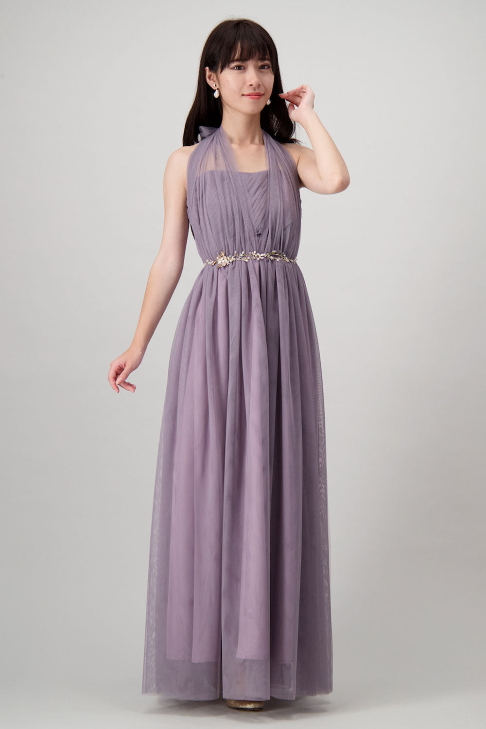 【ご試着送付】コンバーチブルロングドレス・ダークパープル・フリーサイズ・丈詰めタイプ