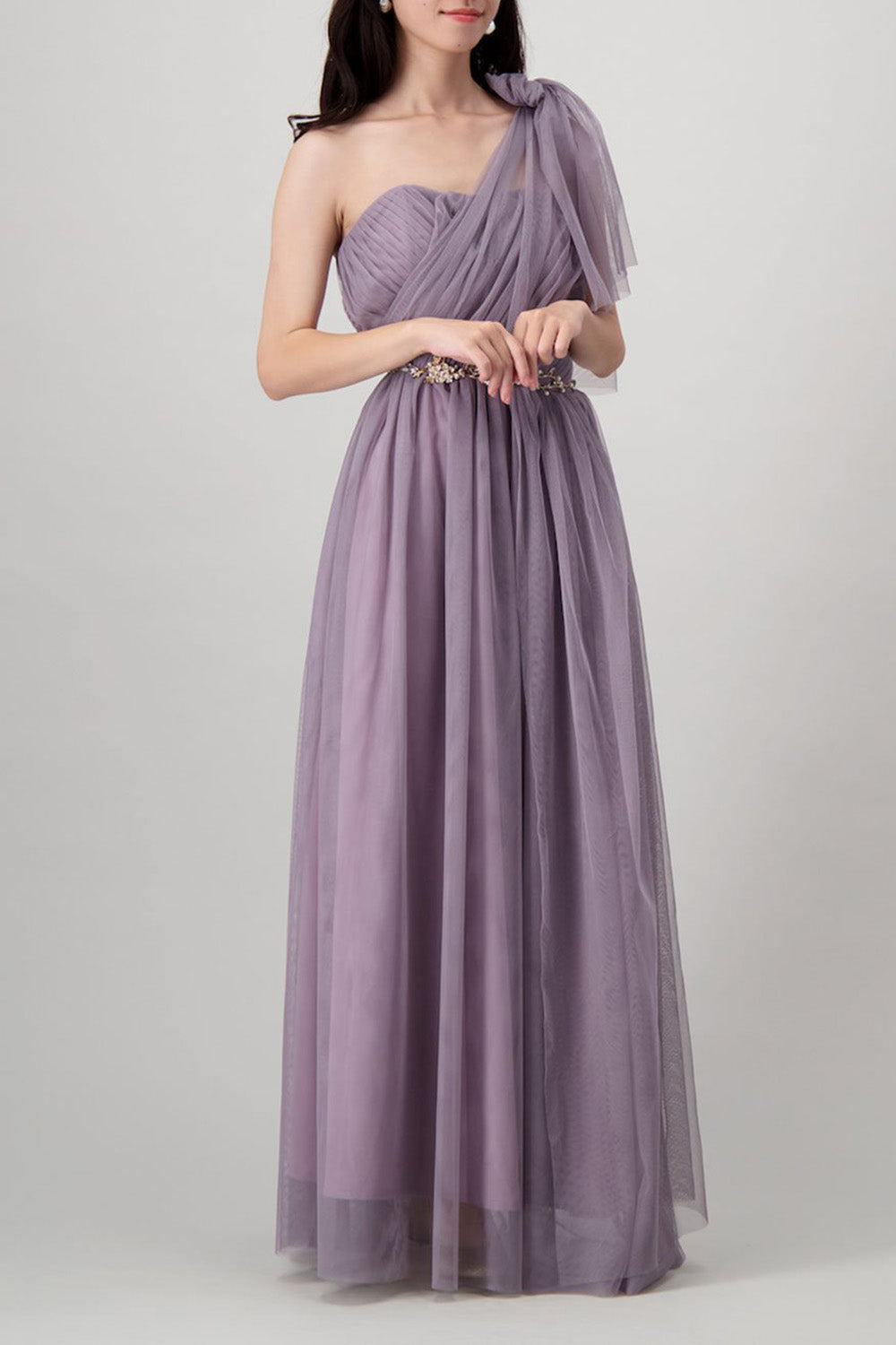 コンバーチブルロングドレス・ダークパープル・フリーサイズ（ビジューベルト付き）