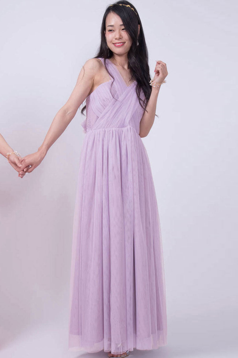 【ご試着送付】コンバーチブルロングドレス・チュールライラック・フリーサイズ