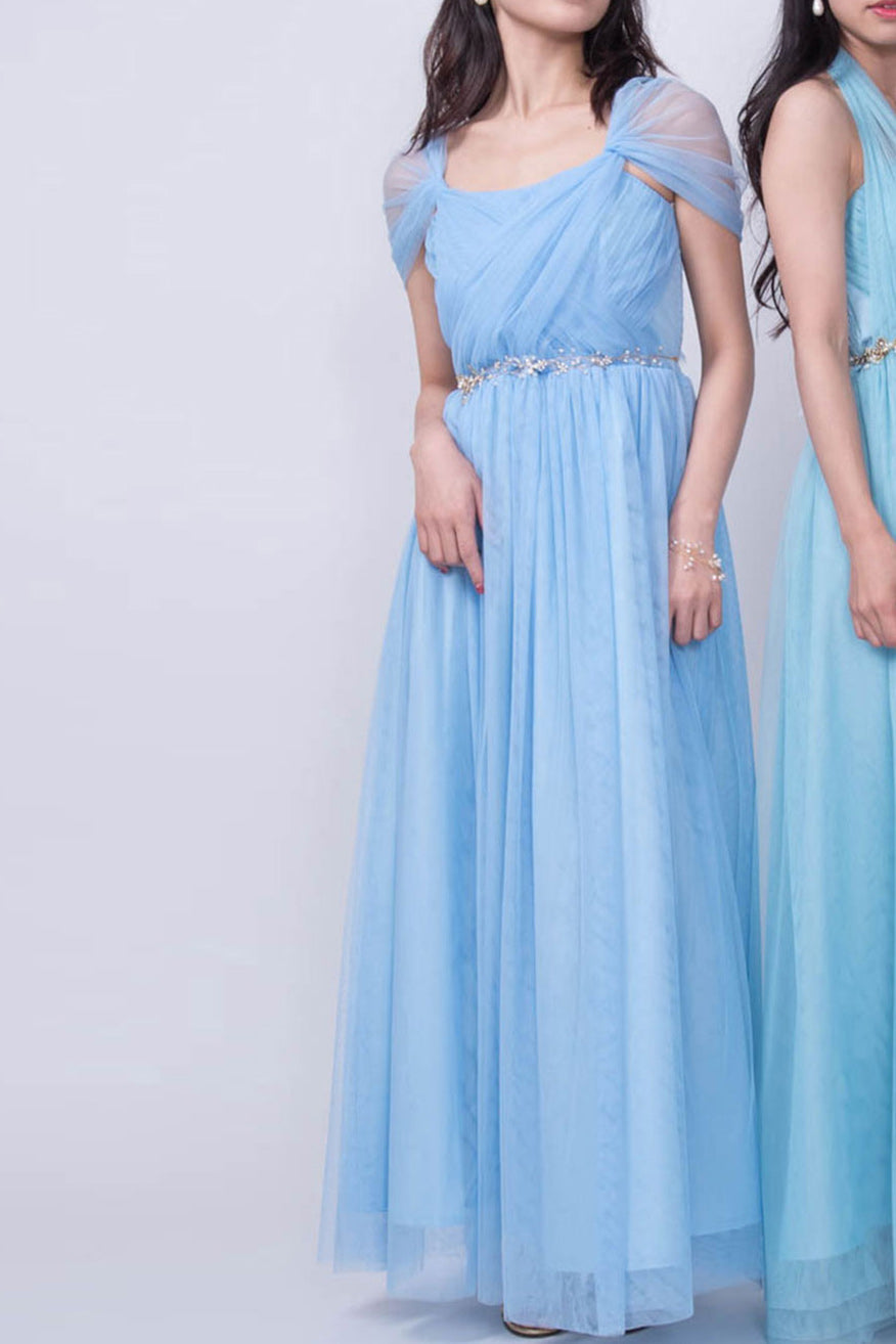 コンバーチブルロングドレス・チュールブルック・フリーサイズ（ビジューベルト付き）