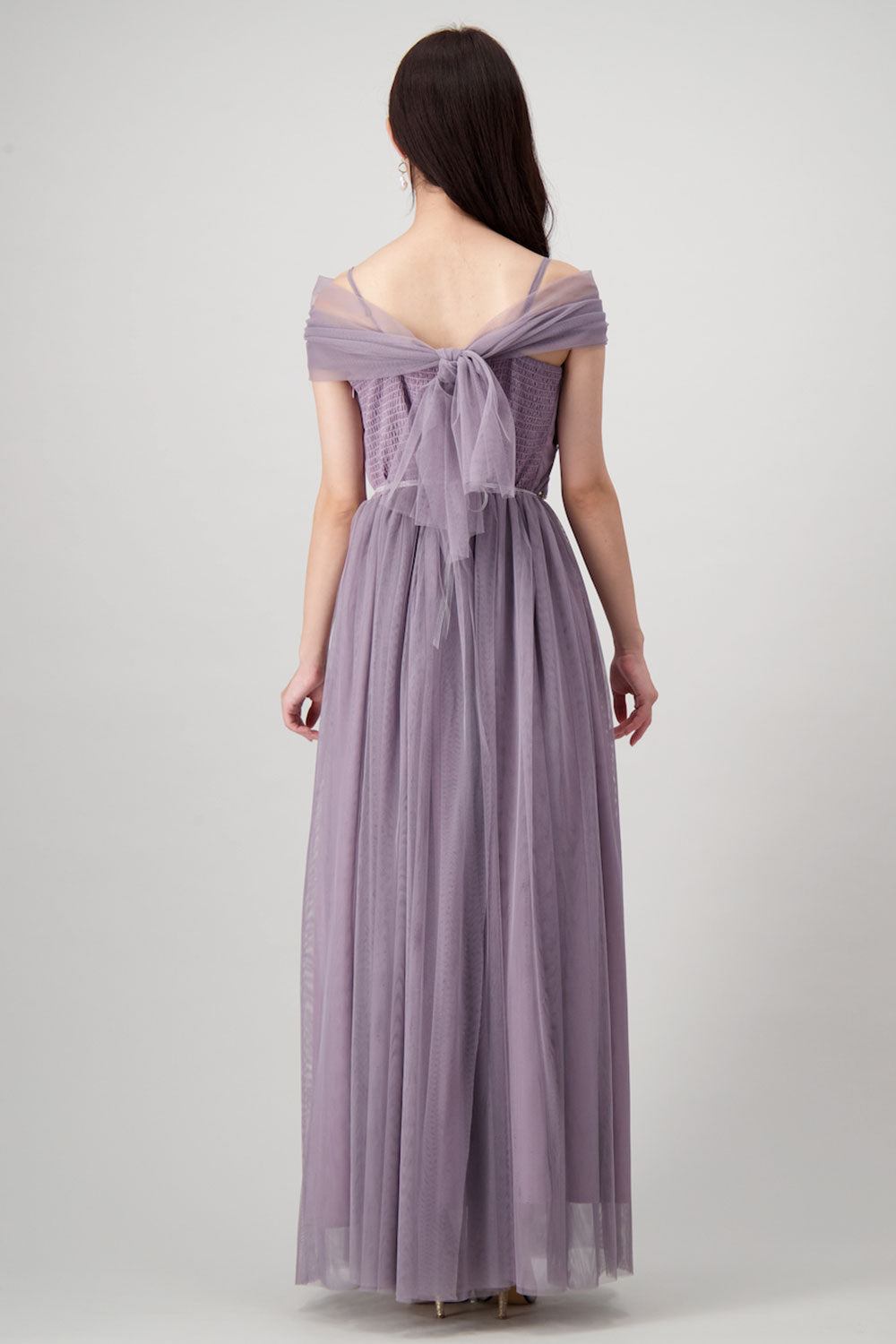 コンバーチブルロングドレス・ダークパープル・フリーサイズ（ビジューベルト付き）・丈詰めタイプ