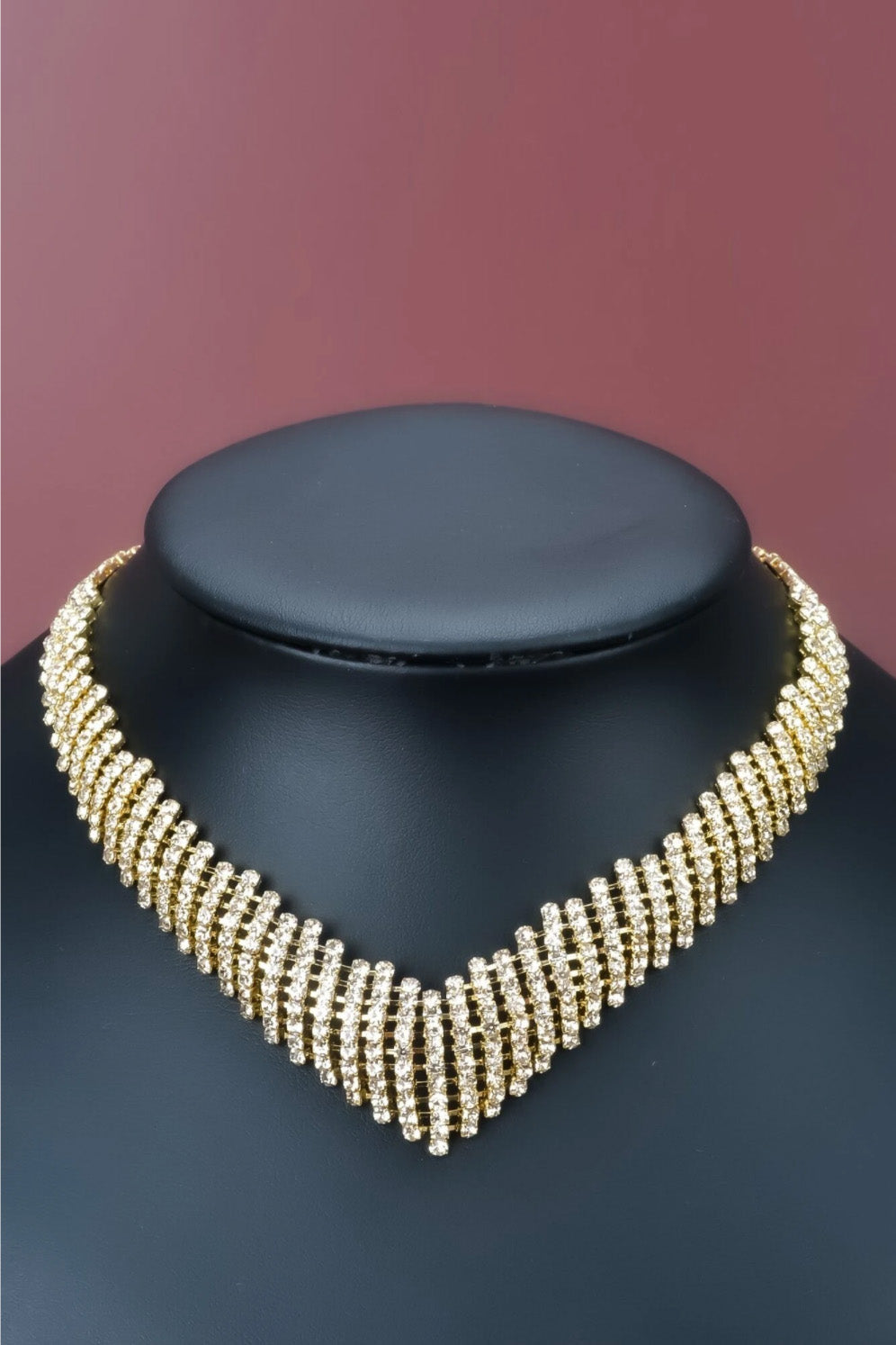 Vネックレスピアスセットゴールド