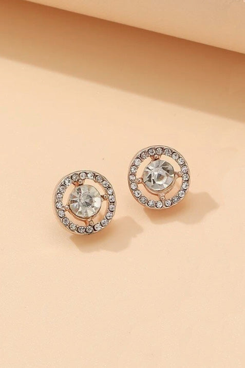 ラインストーンチャームネックレスピアスセットピンクゴールド