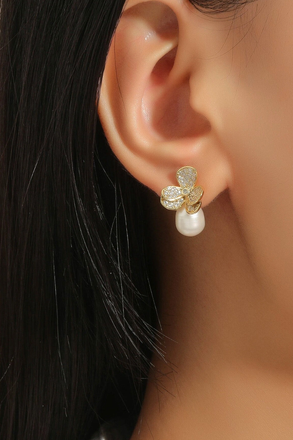 18Kゴールド×天然パールピアス