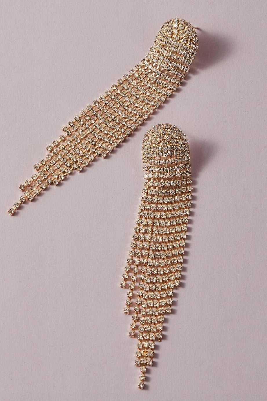 ラインストーンフリンジピアスゴールド