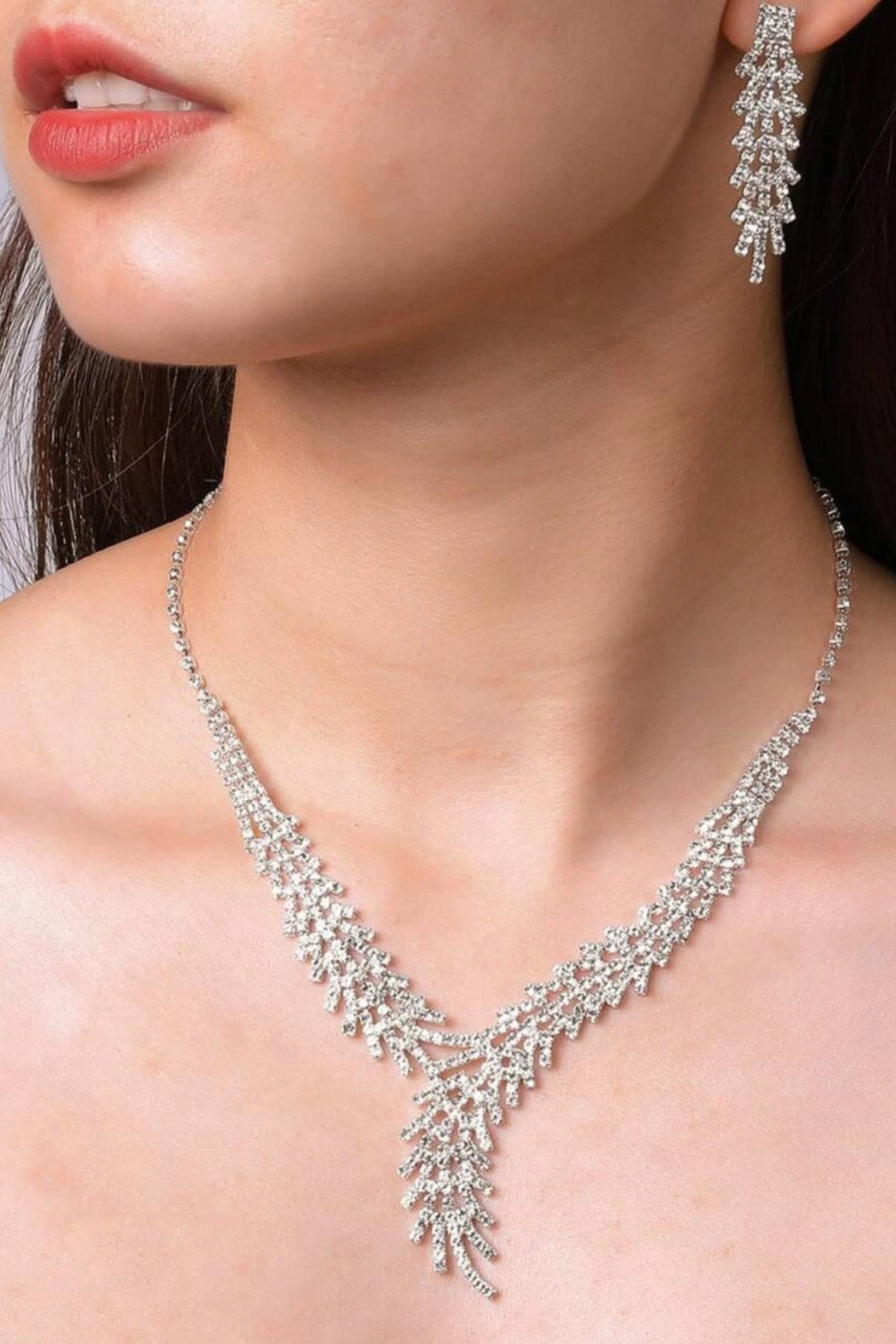 リーフTネックレスピアスセットシルバー