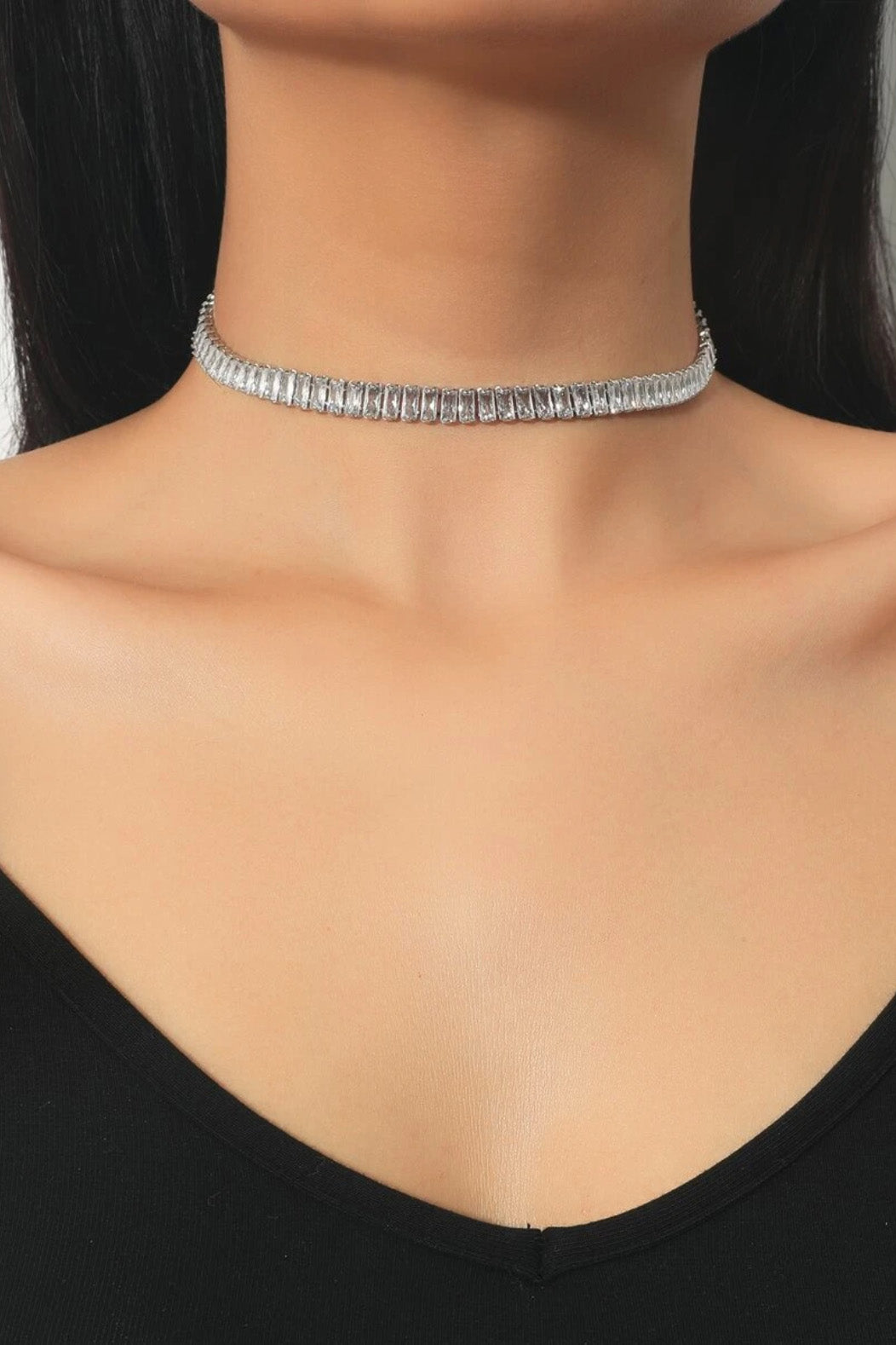 ジルコンチョーカーシルバー