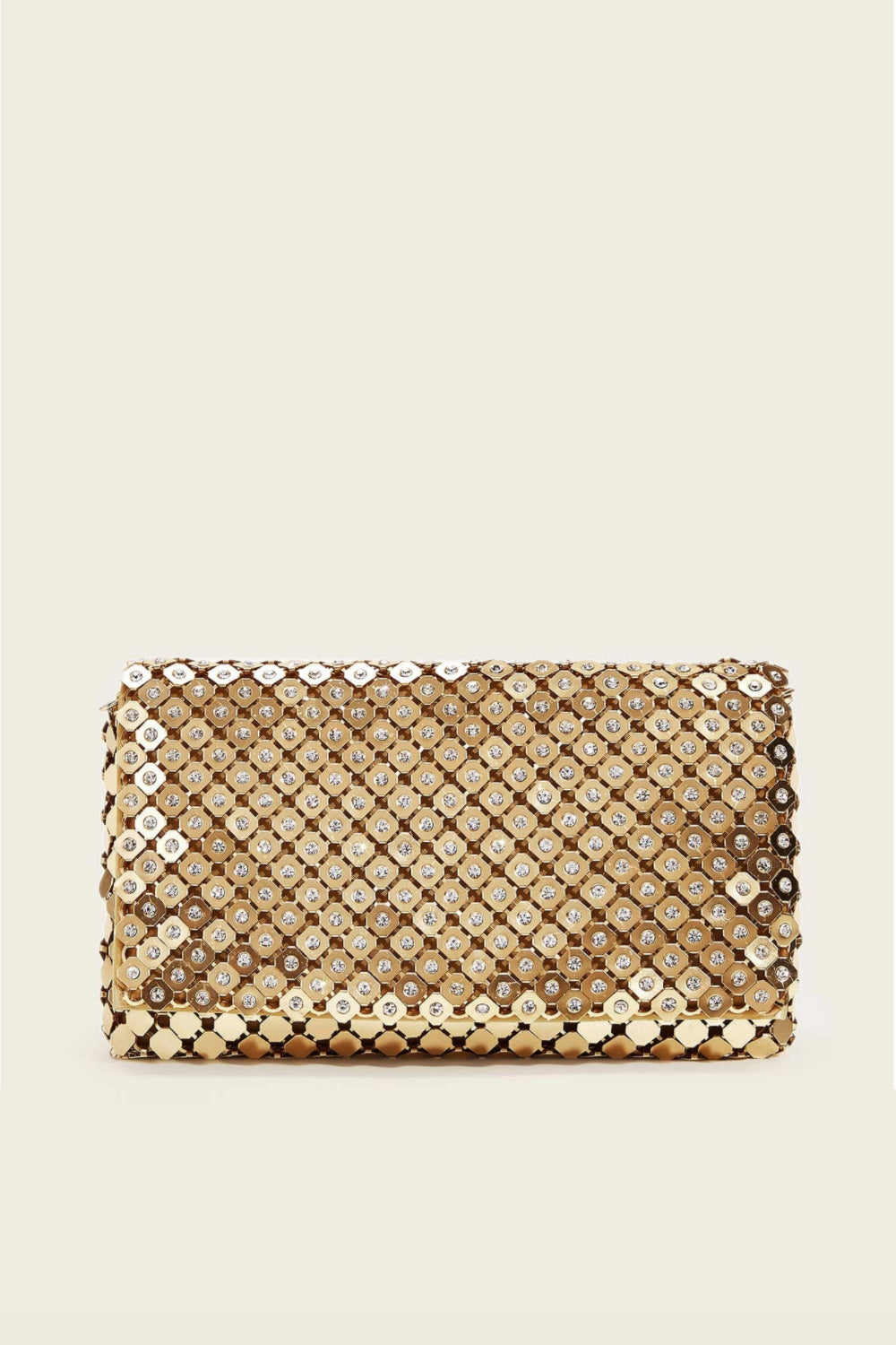 ストーンデコメタリッククラッチゴールド