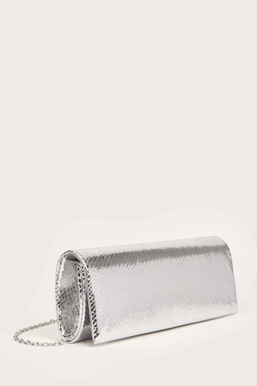 メタリックキルティングクラッチバッグシルバー