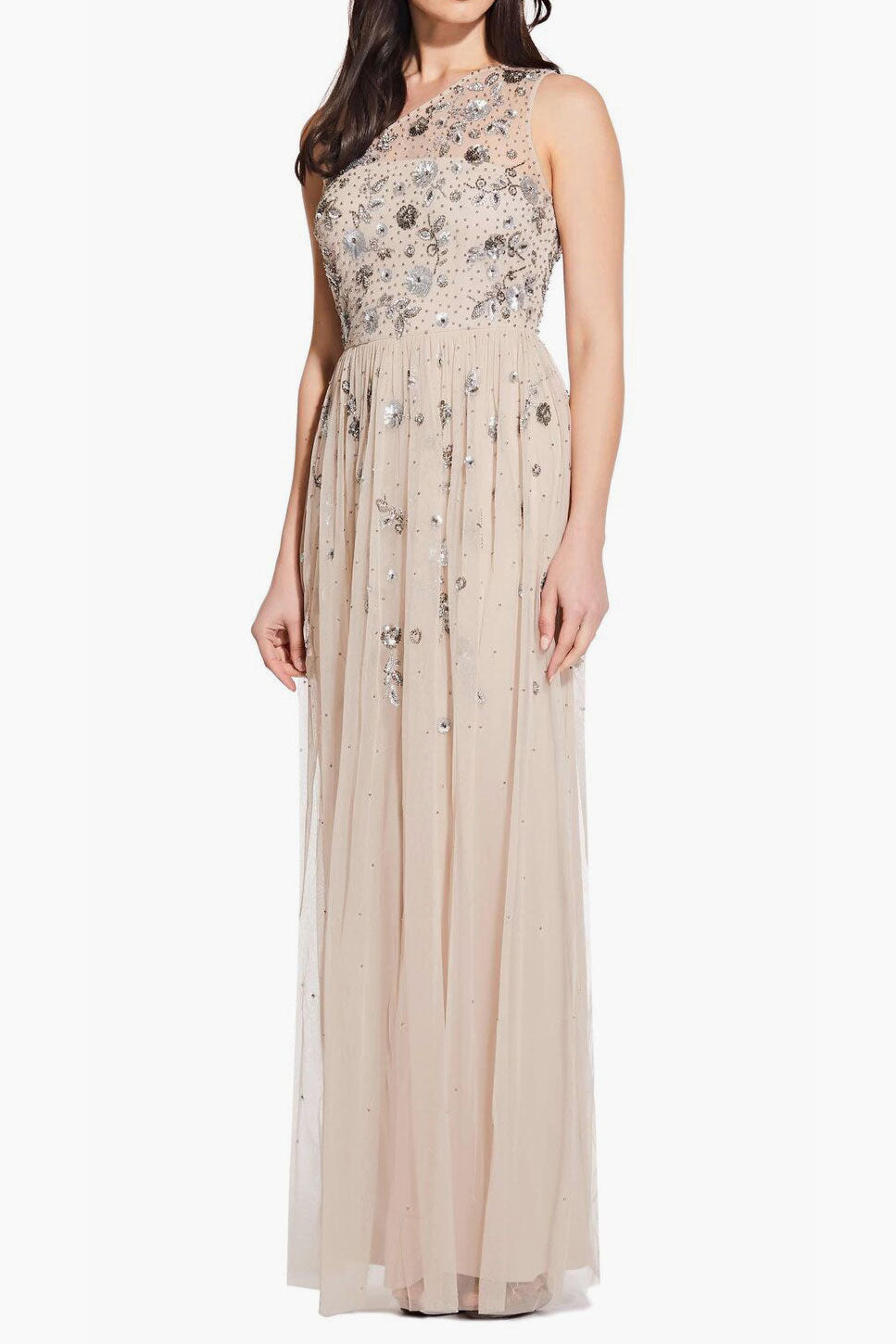 フローラルビジューワンショルダードレスビスコッティXSサイズ