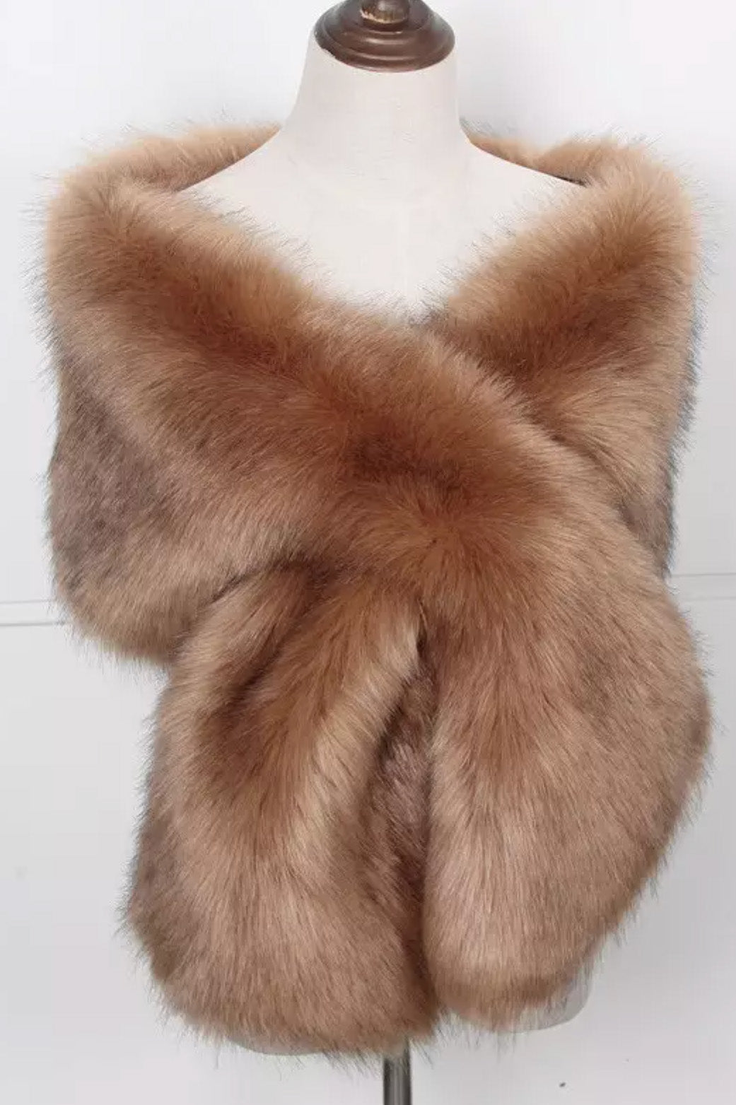 フェイクファーケープライトブラウン