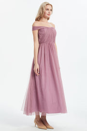 コンバーチブルロングドレス・チュールローズピンク・フリーサイズ（ビジューベルト付き）・丈詰めタイプ