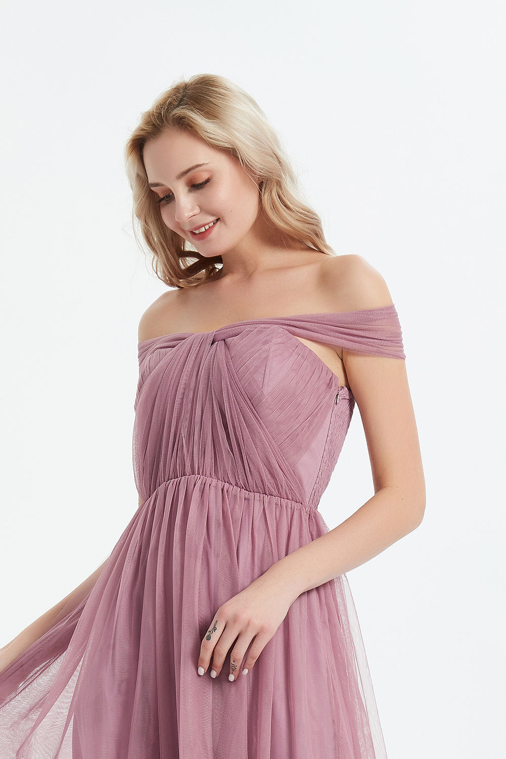 【ご試着送付】コンバーチブルロングドレス・チュールローズピンク・フリーサイズ