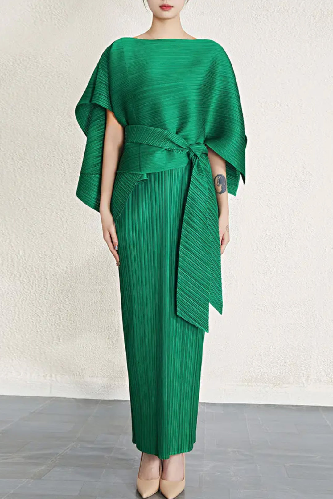 ラルフローレン プリーツデザインが綺麗な緑ロングドレス 送料込 pleated_dress_green_4_1_1080x.