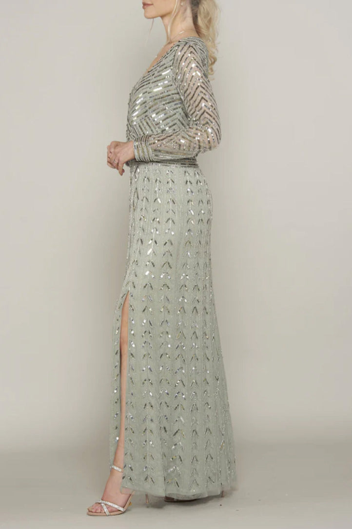 プリシラロングドレスセージグリーンMサイズ