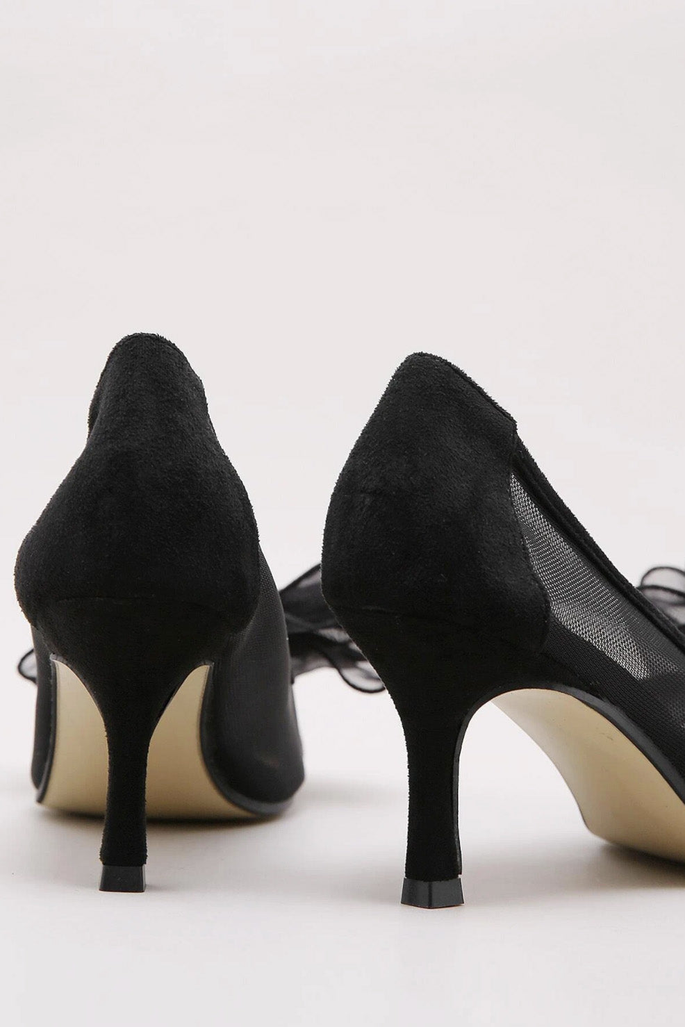 オーガンジーリボンシューズブラックLサイズ