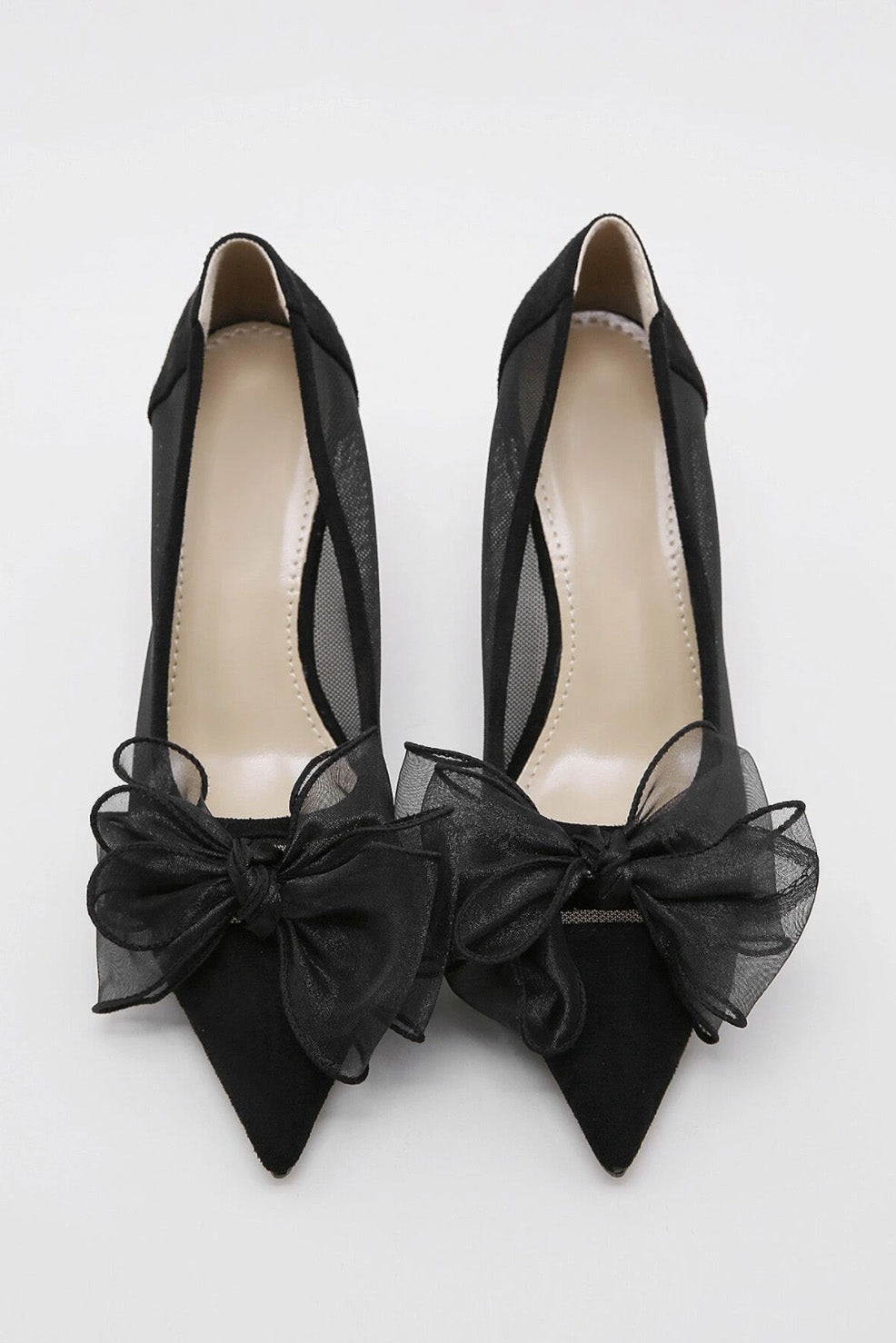 オーガンジーリボンシューズブラックLサイズ